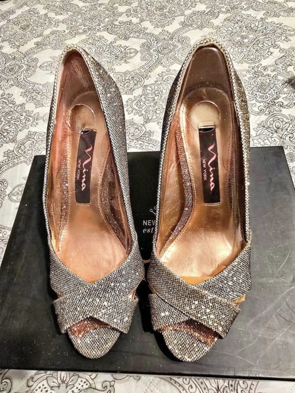 Nina Glitter Heels in Gold US 8.5